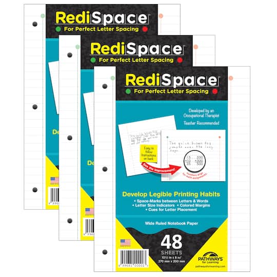 RediSpace&#xAE; Wide Ruled 10.5&#x22; x 8&#x22; Notebook Filler Paper, 3 Packs of 48